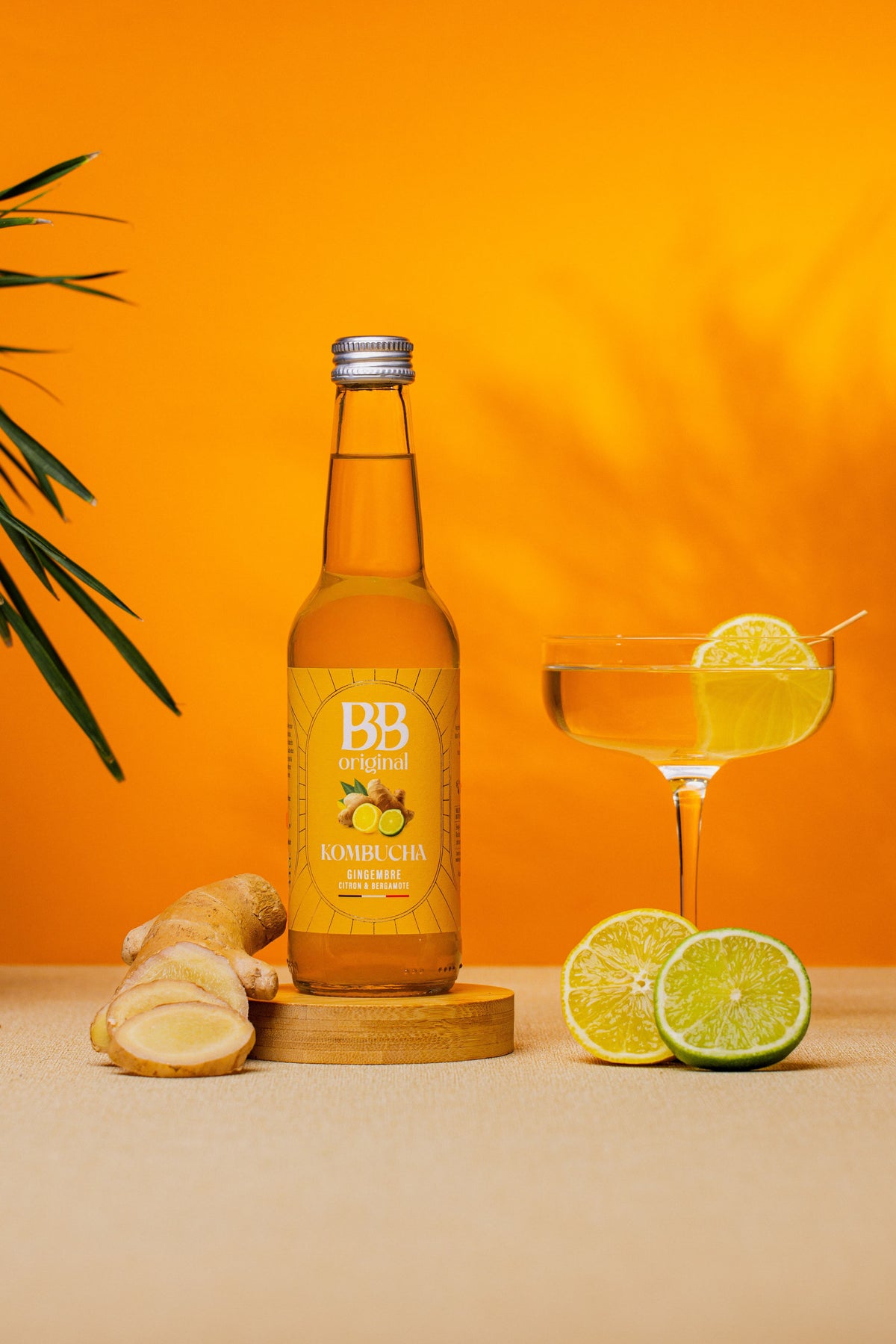 Bouteille de kombucha bio Gingembre, Citron & Bergamote BB Original 33 cl